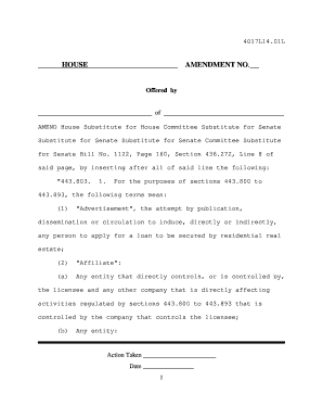 HOUSE AMENDMENT NO Missouri House of Representatives House Mo  Form