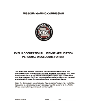 Missouri Gaming License Requirements  Form