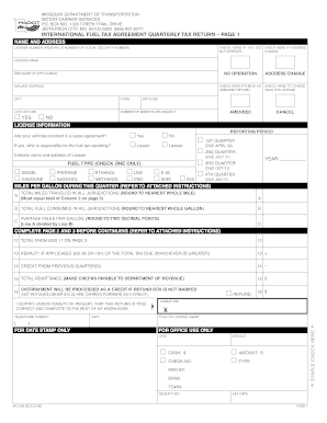 INTERNATIONAL FUEL TAX AGREEMENT QUARTERLY TAX Modot Mo  Form