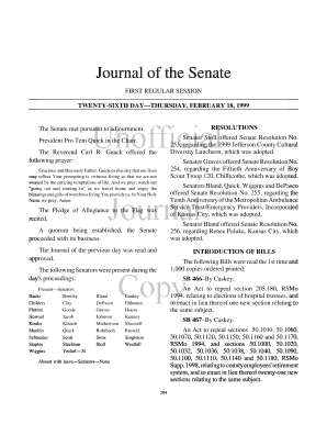 Senator Stoll Offered Senate Resolution No Senate Mo  Form