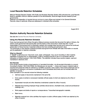 Missouri Election Authority Records Retention Schedule Sos Mo  Form