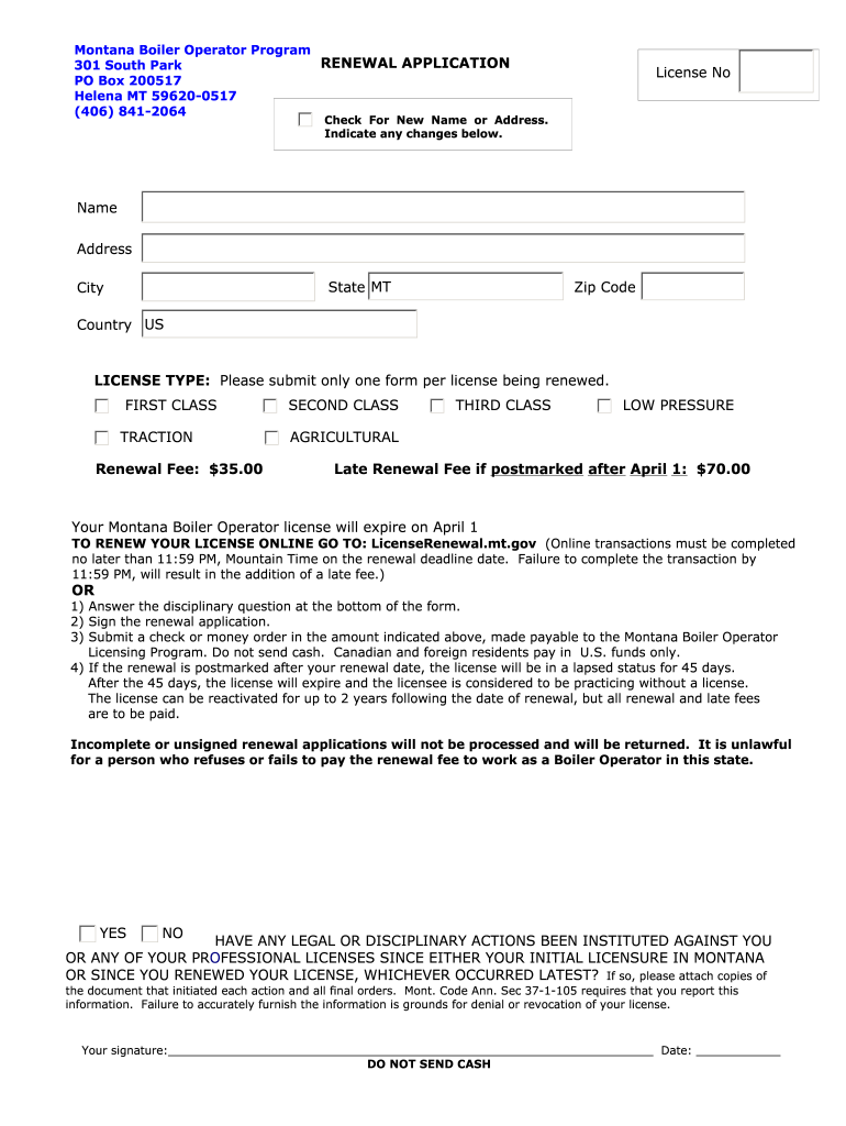  Montana Department of Labor and Industry License Renewal 2010