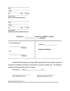 Request a Hearing Montana Courts Form