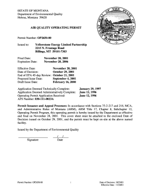 PERMITTING &amp; COPLIANCE DIVISION Deq Mt  Form