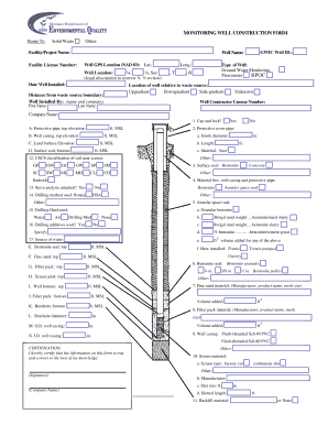 MONITORING WELL CONSTRUCTION FORM Deq Mt