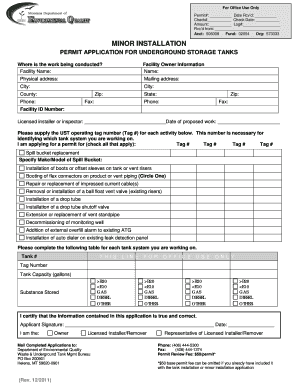 Montana DEQ UST Minor Installtion Permit Application Deq Mt  Form