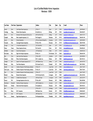 List of Certified Mobile Home Inspectors Montana Housing Mt  Form