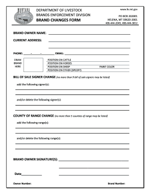 Mt Dept of Livestock  Form