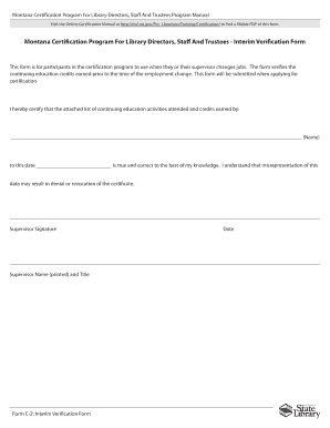 Interim Verification Form Montana State Library Msl Mt