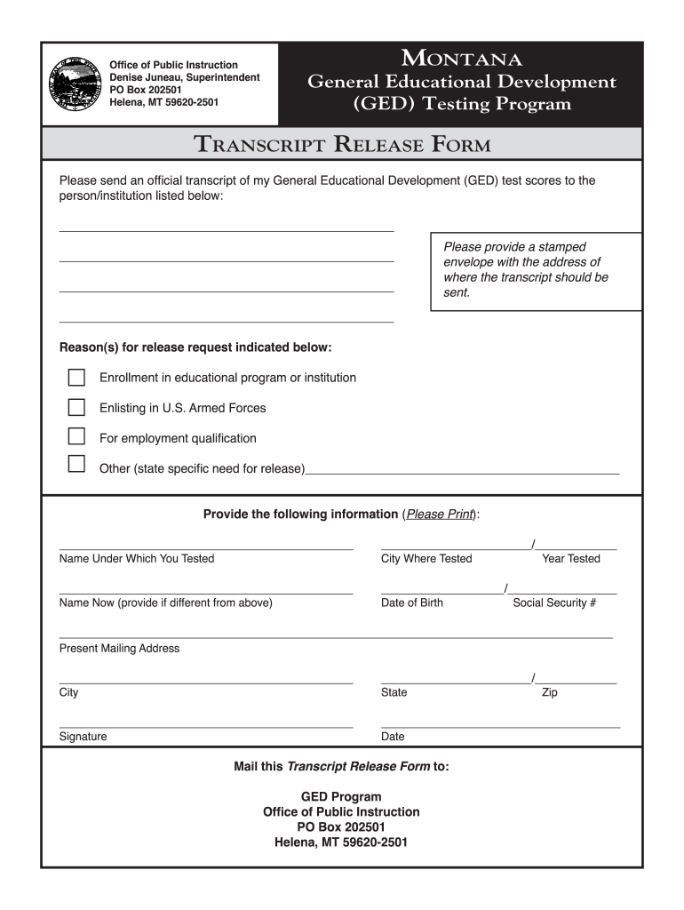 Ged Transcripts  Form
