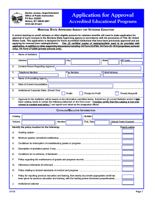 Application for Approval Accredited Educational Programs Opi Mt  Form