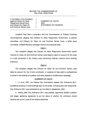 Motl V Citizens for More Responsive Government and Citizens for Politicalpractices Mt  Form