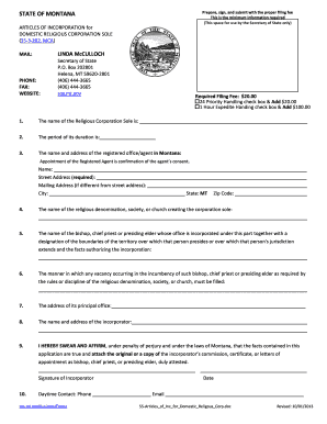 Articles of Incorporation Montana Secretary of State Sos Mt  Form