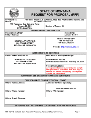 RFP Title MEDICAL &amp; CLAIM RELATED BILL PROCESSING, REVIEW and Svc Mt  Form