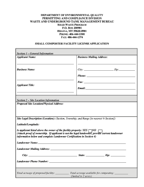 Small Composter Operation License Application Department of Deq Mt  Form