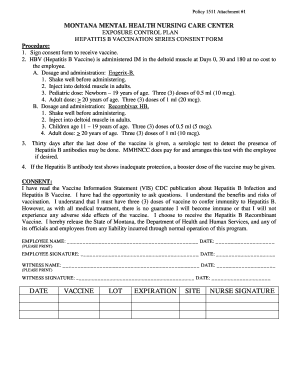 Hepatitis B Vaccination Series Consent Form Department of Public Dphhs Mt