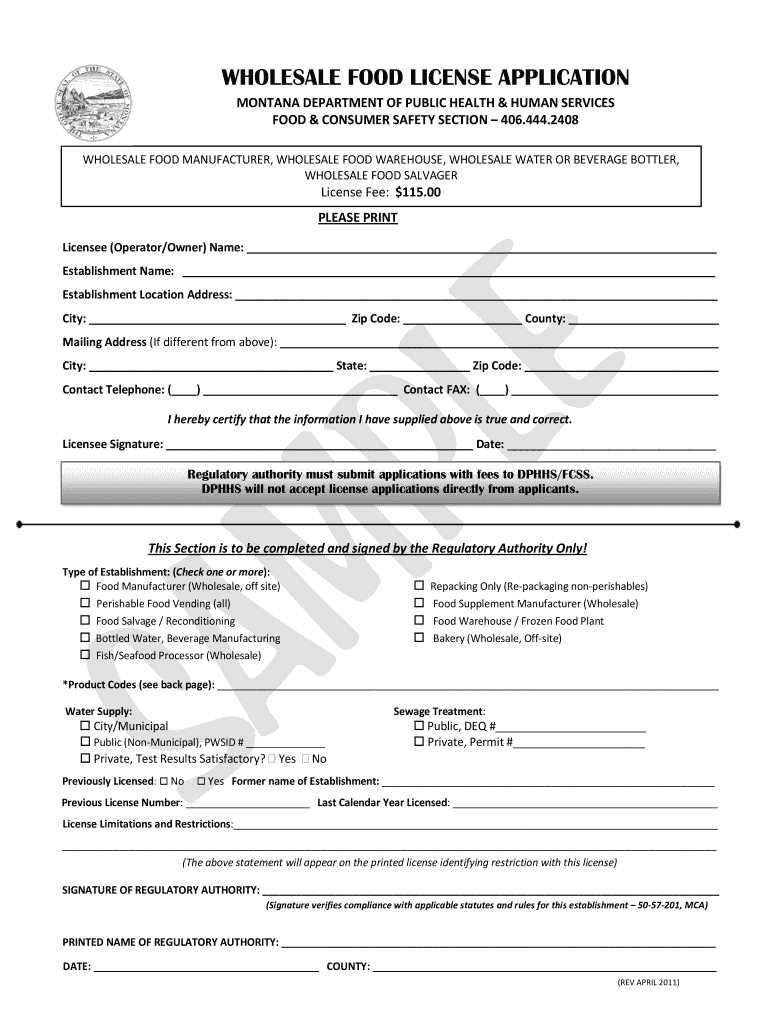Application for Wholesale License Form