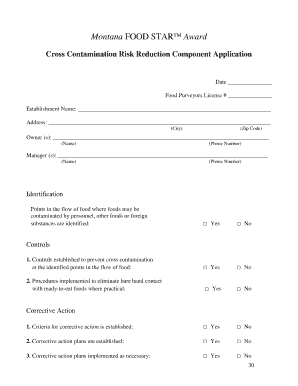 Award Cross Contamination Risk Reduction Component Application Dphhs Mt  Form