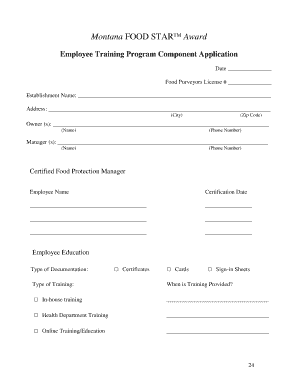 Award Employee Training Program Component Application Dphhs Mt  Form