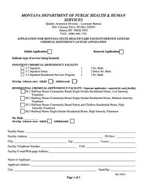 Application for Montana State Health Care FacilityService License Dphhs Mt  Form