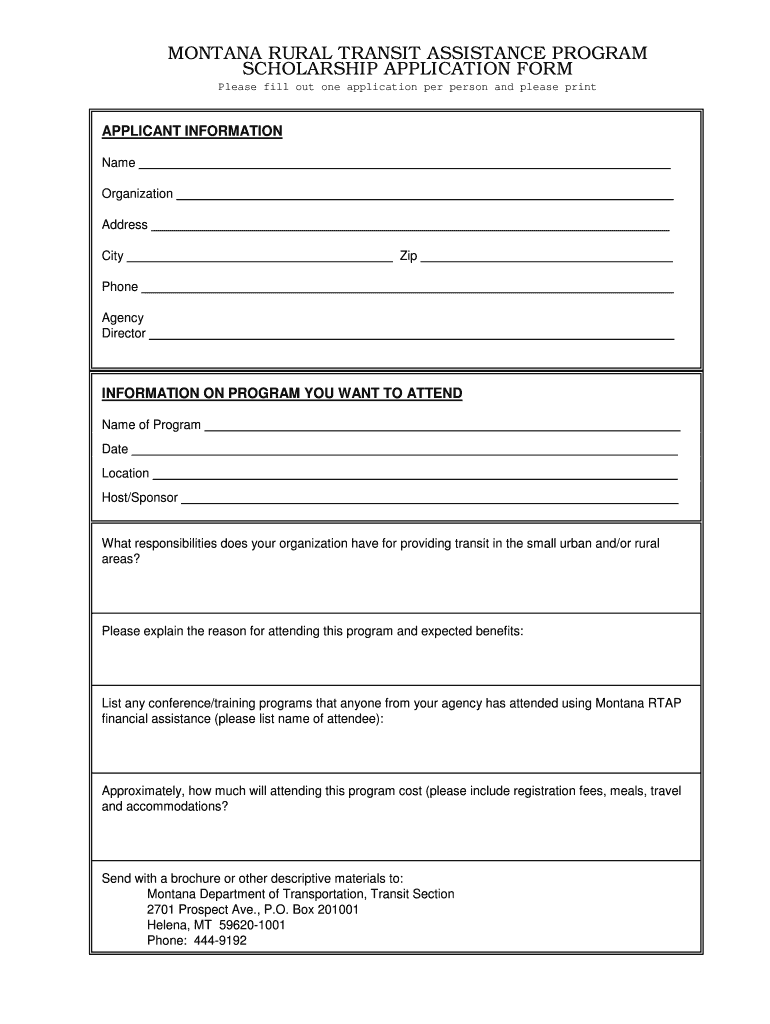 Scholarship GuidelinesApplication Montana Department of Mdt Mt  Form