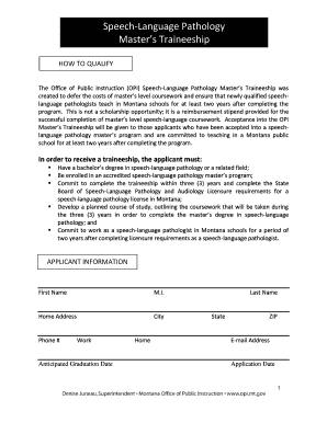 Montana Opi Masters Traineeship Form