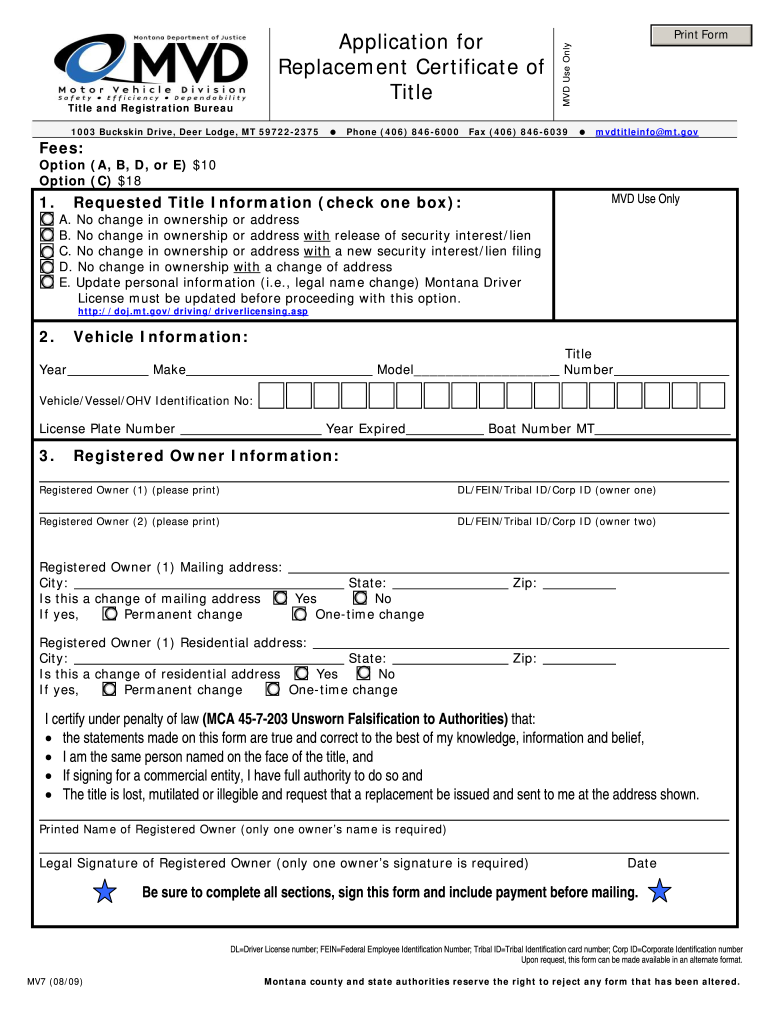  Montana Form Mv7 2017