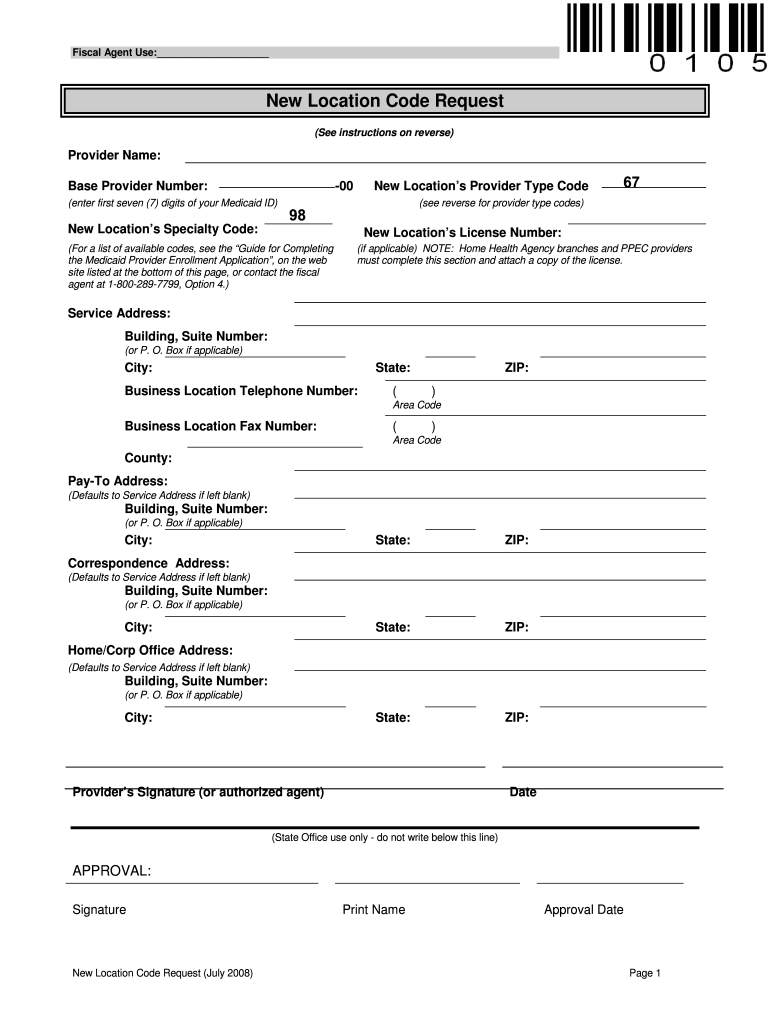  New Loction Code Form 2008-2024