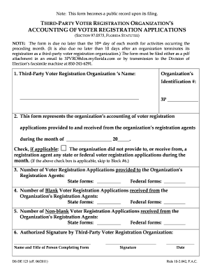 Third Party Voter Registration Organization&#039;s Accounting of Voter  Form