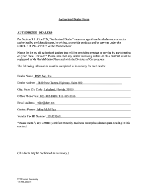 Authorized Dealer Form