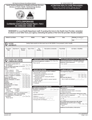 CYCLosPorIAsIs NC DPH Epidemiology Epi Publichealth Nc  Form