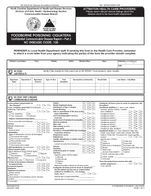 FOODBORNE POISONINg CIguATERA Epi Publichealth Nc  Form