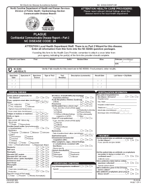 PLAGUE NC DPH Epidemiology Epi Publichealth Nc  Form