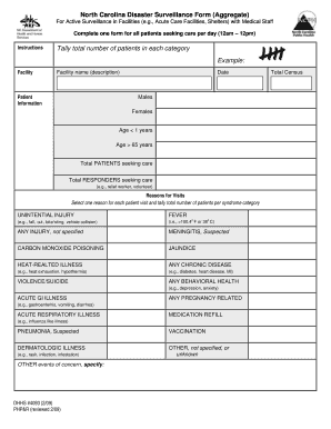 North Carolina Disaster Surveillance Forms