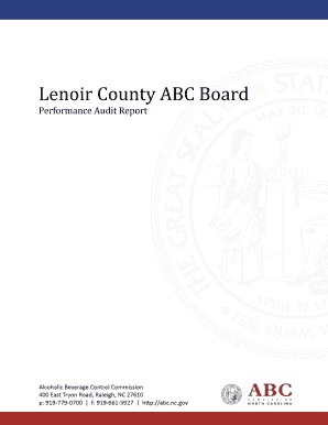 We Are Pleased to Submit This Performance Audit Report of the Lenoir County ABC