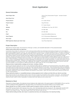 Grant Project Title Nc911 Nc  Form