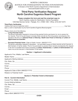 NORTH CAROLINA JUSTICE for STERILIZATION VICTIMS FOUNDATION Doa Nc  Form