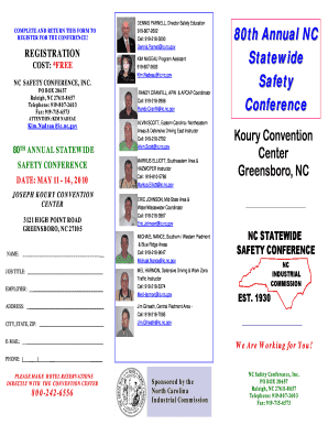 NC STATEWIDESAFETY CONFERENCE Brochure Ic Nc  Form