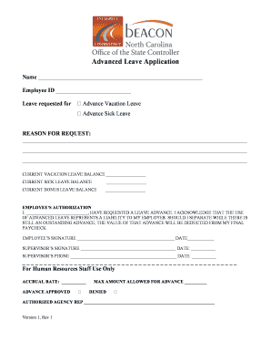 Advanced Leave Application Osc Nc  Form