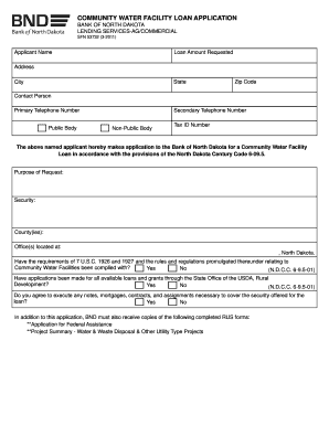 COMMUNITY WATER FACILITY LOAN APPLICATION Banknd Nd  Form