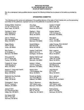 Petition as Circulated State of North Dakota Vip Sos Nd  Form