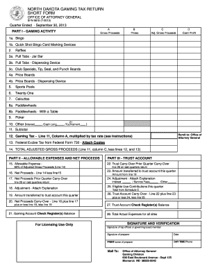 North Dakota Gaming Taxes Form