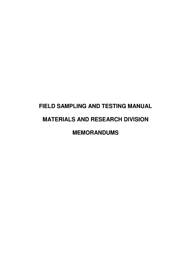 FIELD SAMPLING and TESTING MANUAL MATERIALS and  Form
