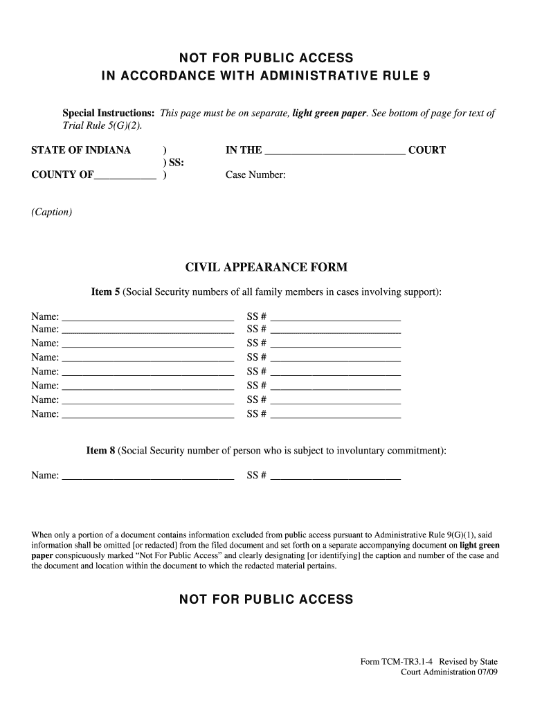 Indiana Court Form Tcm Tr3 1 4