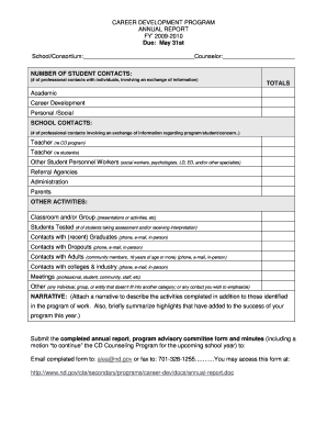 CAREER DEVELOPMENT PROGRAM ANNUAL REPORT  Form