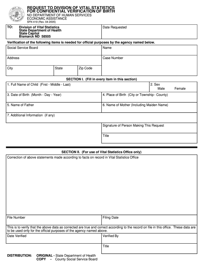 SFN 419 Nd  Form