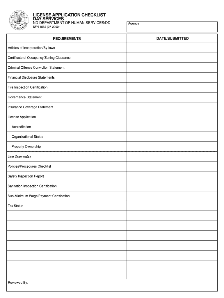 LICENSE APPLICATION CHECKLIST DAY SERVICES  Form