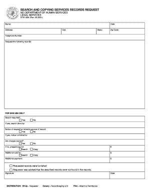 SEARCH and COPYING SERVICES RECORDS REQUEST Nd  Form