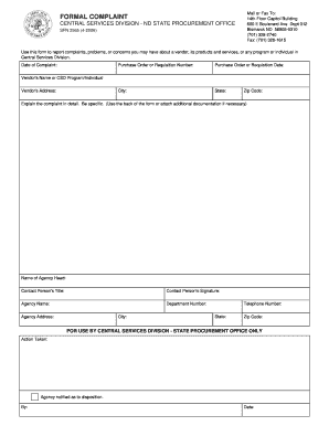 CENTRAL SERVICES DIVISION ND STATE PROCUREMENT OFFICE Nd  Form