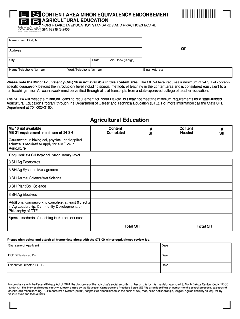 Agricultural Education State of North Dakota Nd  Form